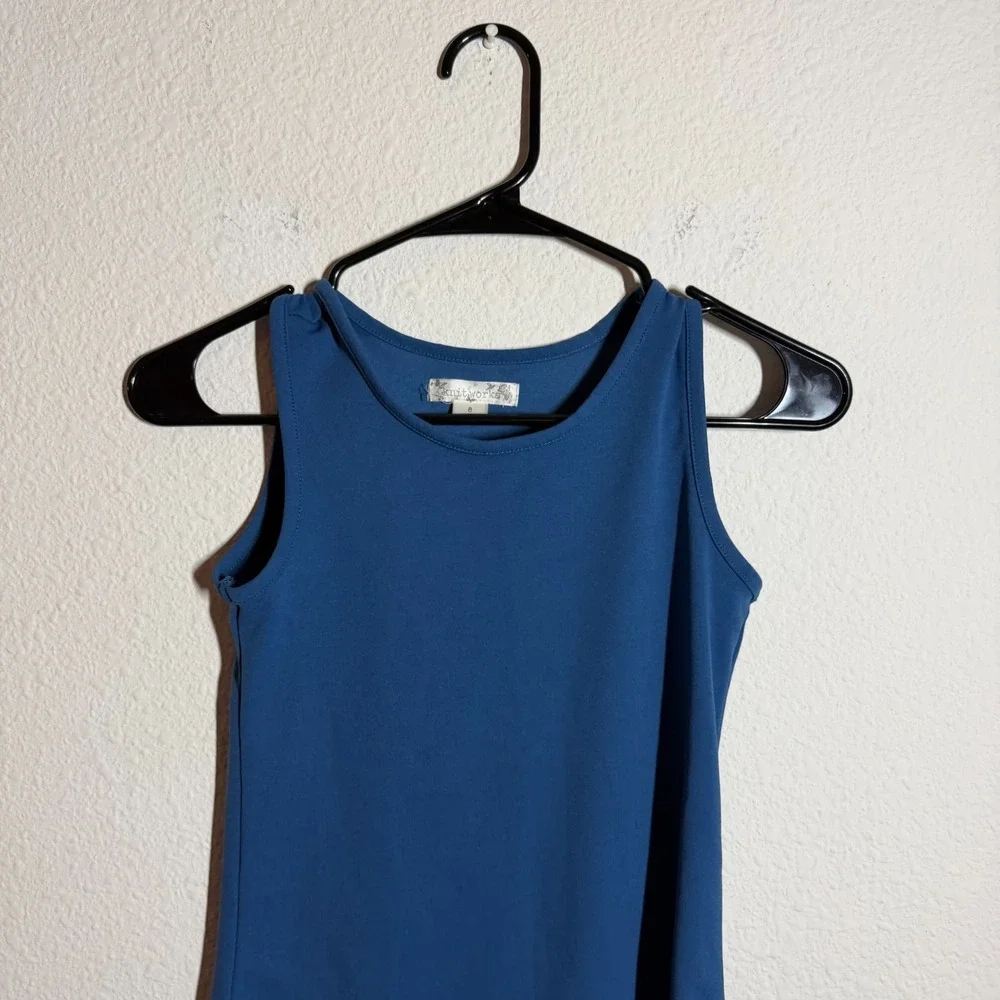 KnitWorks Tank Top Girls 8 Navy Blue Sleeveless‎ Stretch Round Neck Pullover